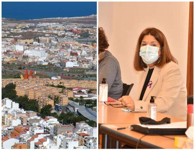 Vista aérea de Las Longueras y Carmen Hernández, vicealcaldesa y concejala de Vivienda/TA.